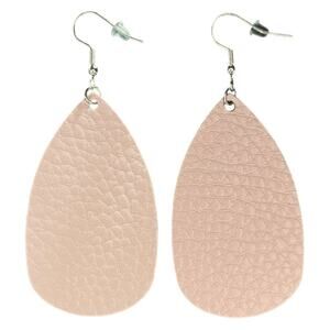 Light Pink Textured Leather Teardrop Earrings